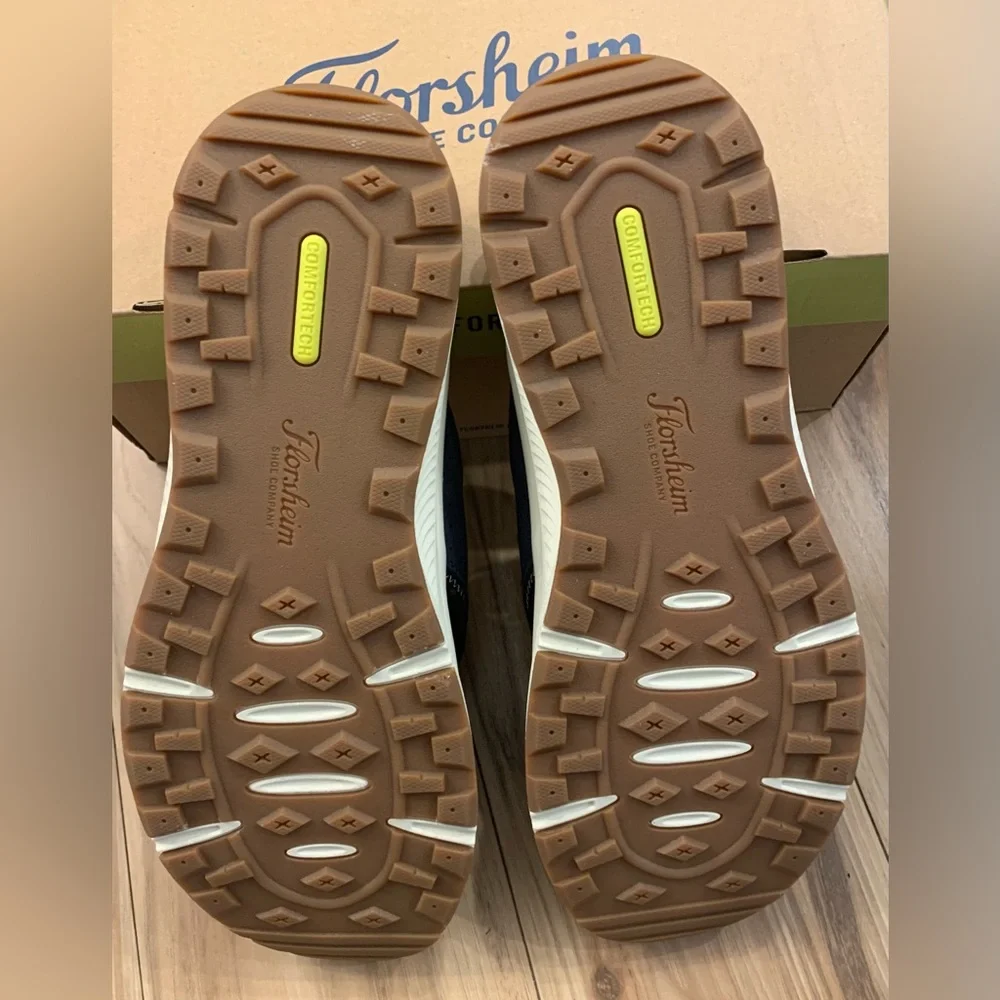 Florsheim Tread Lite Thong Sandal Navy Knit/Nubuck/White Sole 14 M (D)